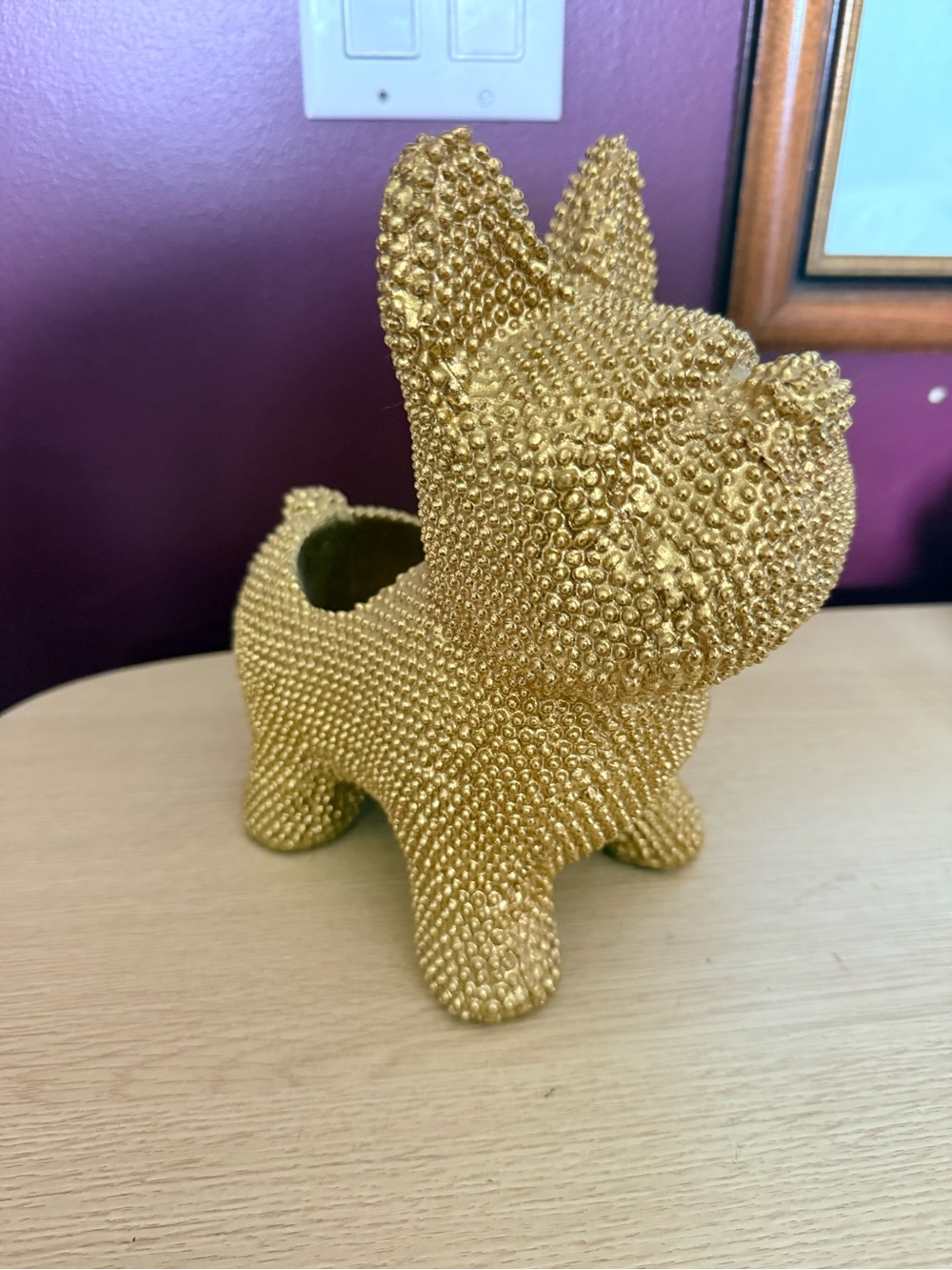 Gold Textured Bulldog Planter - Decorative Home Accent